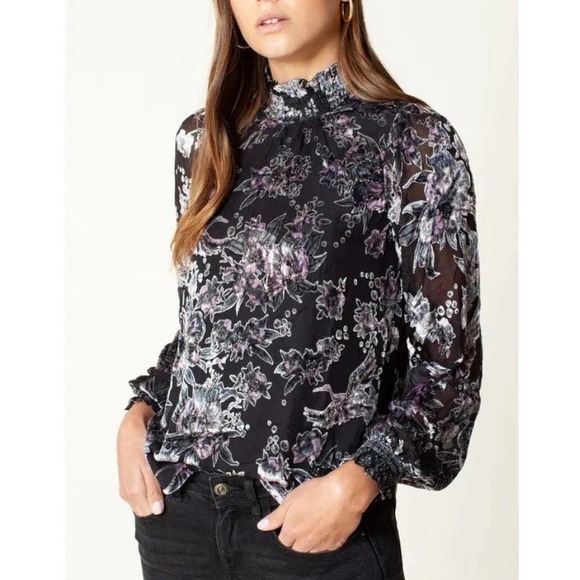 Hale Bob Tops - Hale Bob Rossana Velvet Burnout Turtleneck Top xl